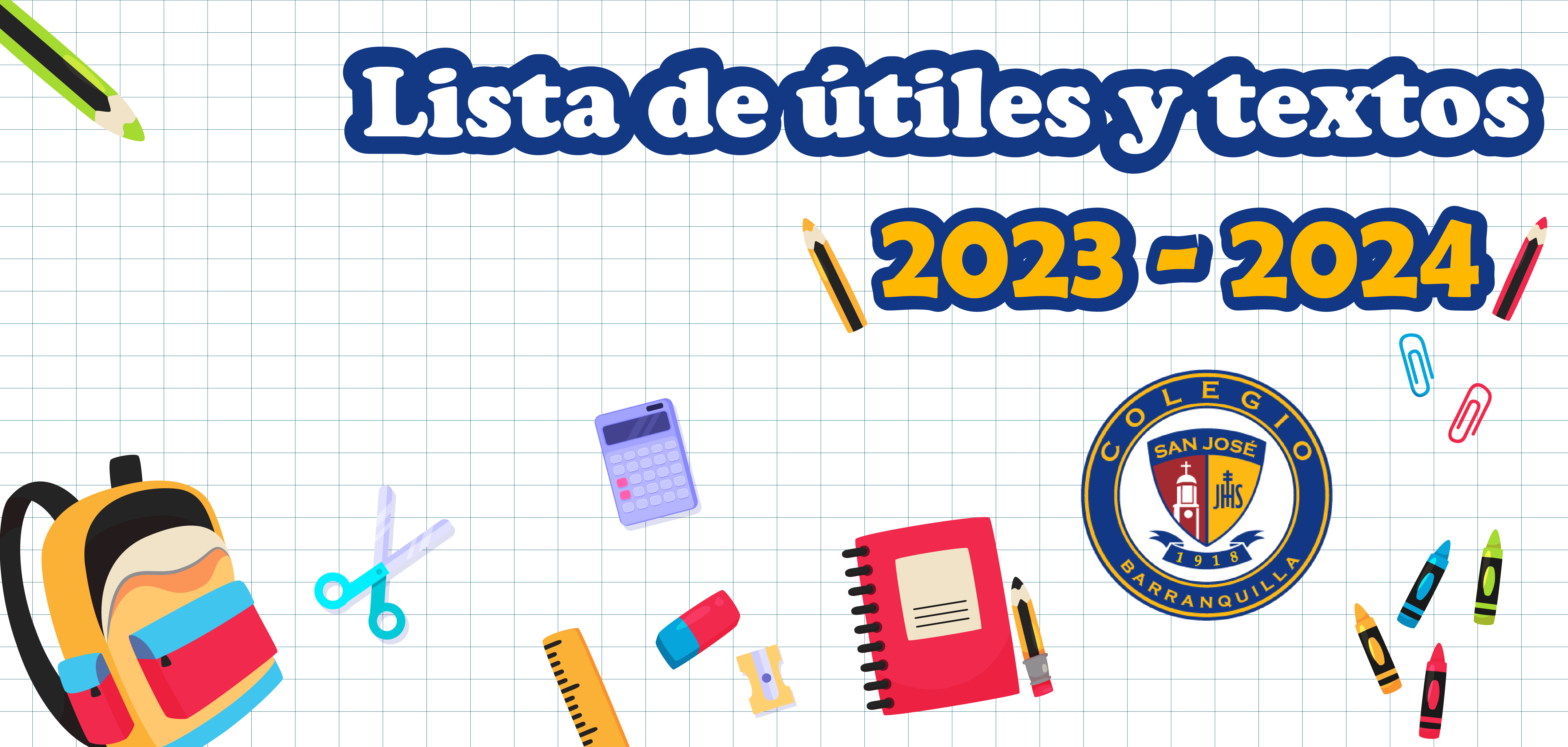 Lista de útiles escolares 2023 2024 Colegio San José Barranquilla